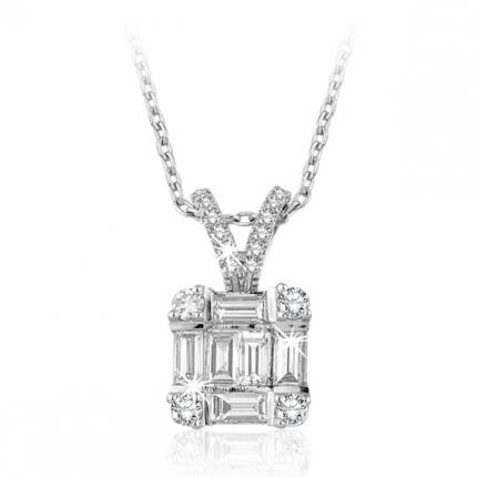 0.50 ct Baget Pırlanta Kolye